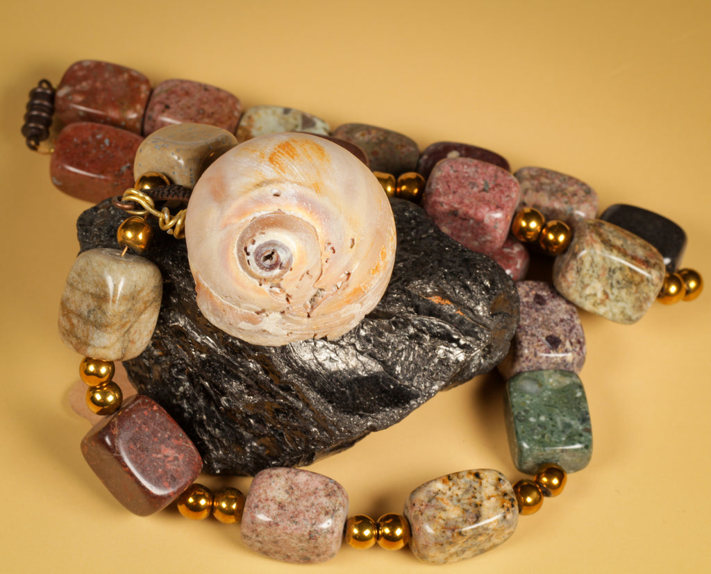 Handmade Natural Shark Eye Shell + Beaded Necklace