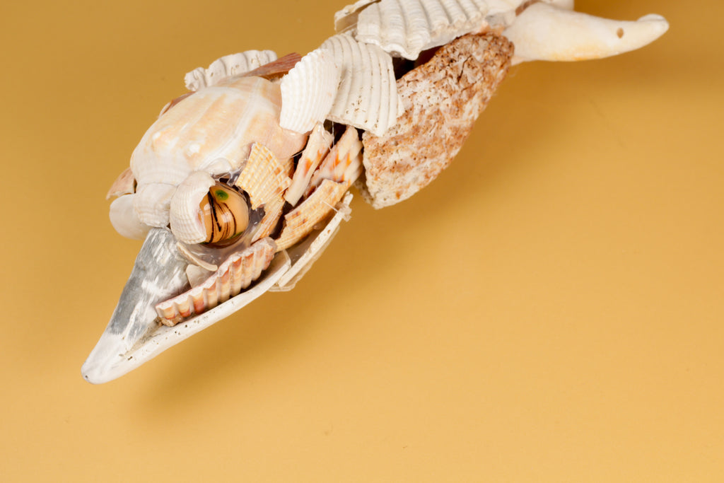 Handmade Seashell Fish Sculpture (12”) – One-of-a-Kind Coastal Decor