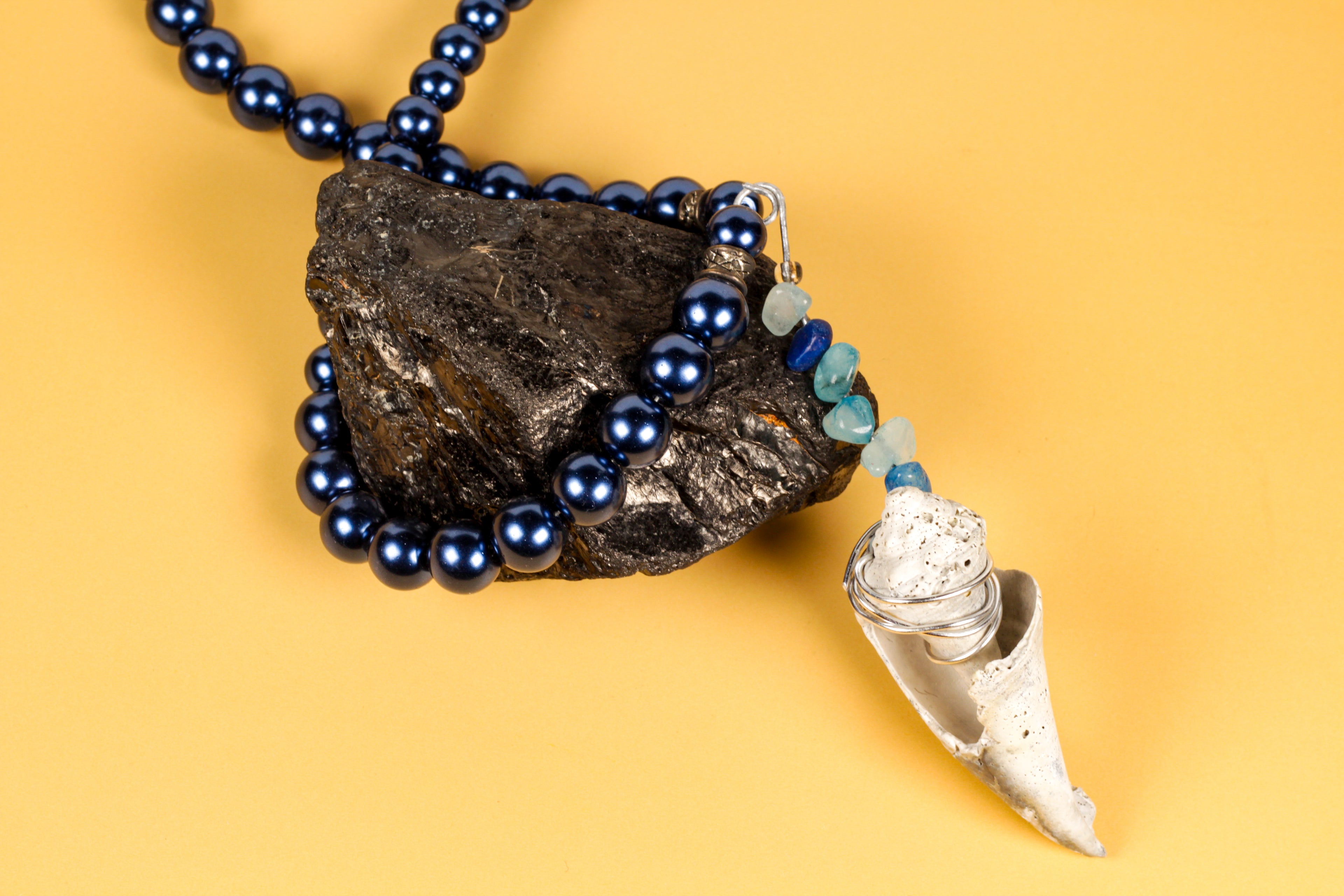 Handmade Beaded Conch Shell Necklace