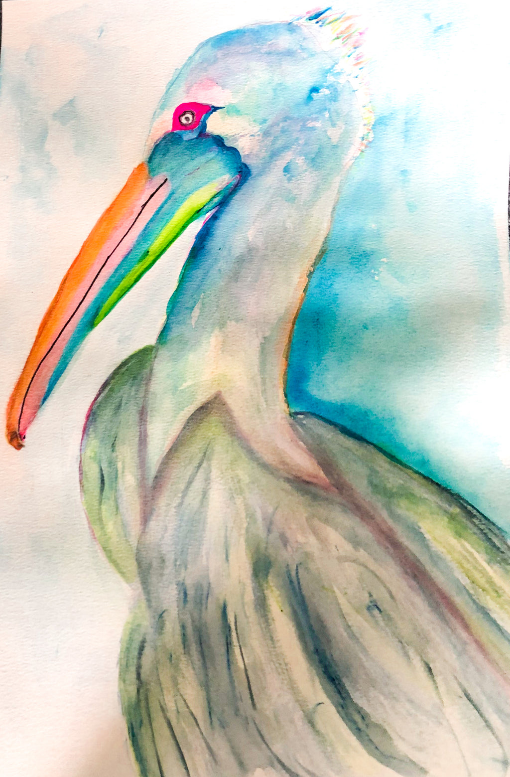 Original Watercolor Bird Print on Canvas - 8”x12”