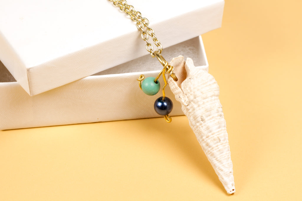Natural Spiral Shell Pendant - Chain Necklace