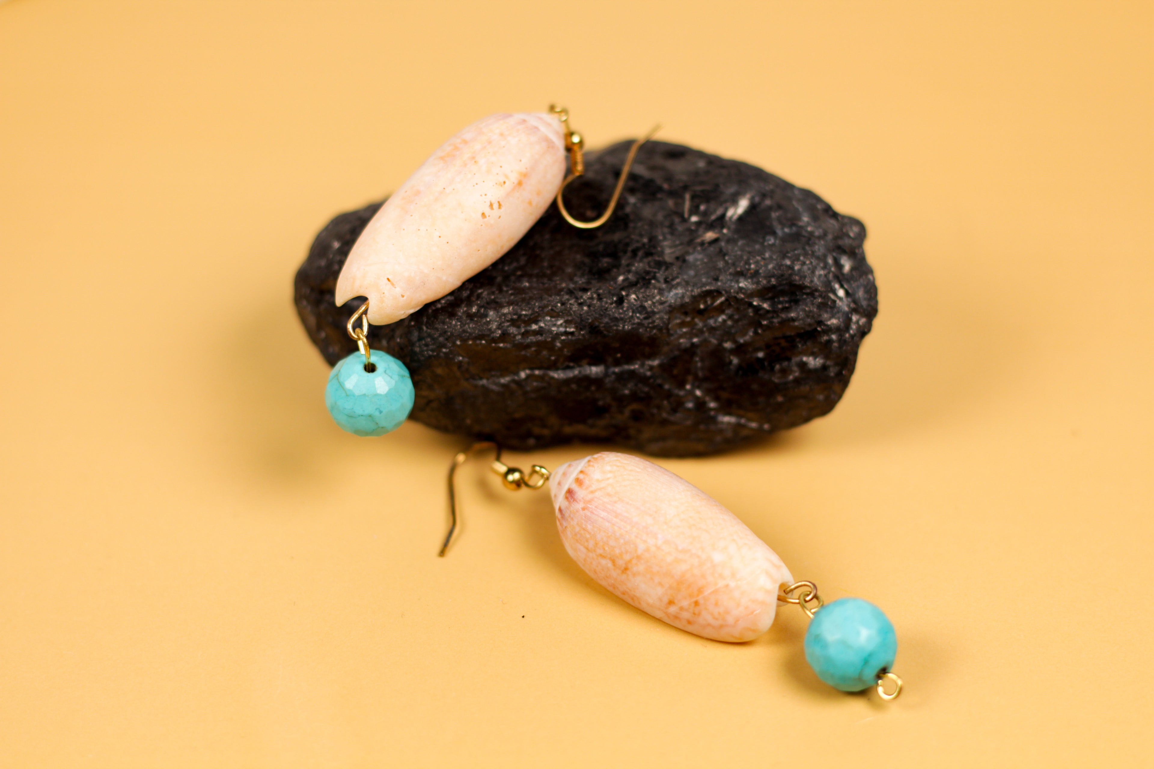 Handmade Natural Olive Shell Earrings (Pair)
