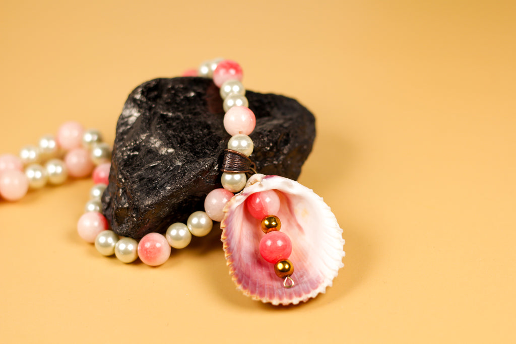 Handmade Pink and Pearl Bead Shell Necklace
