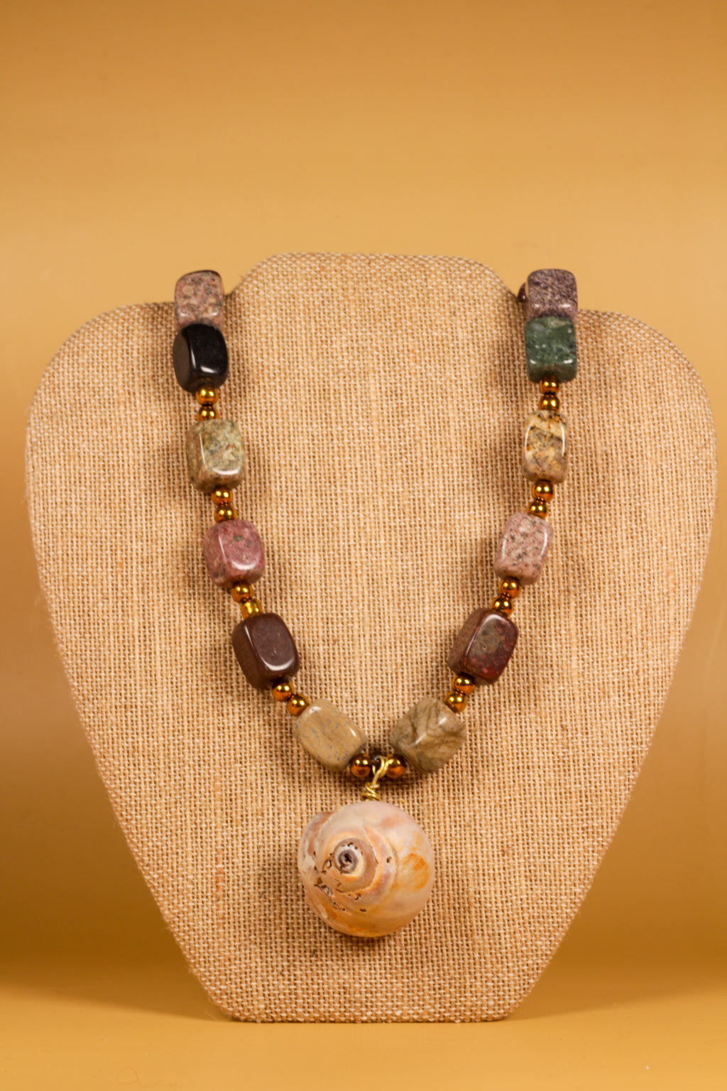 Handmade Natural Shark Eye Shell + Beaded Necklace