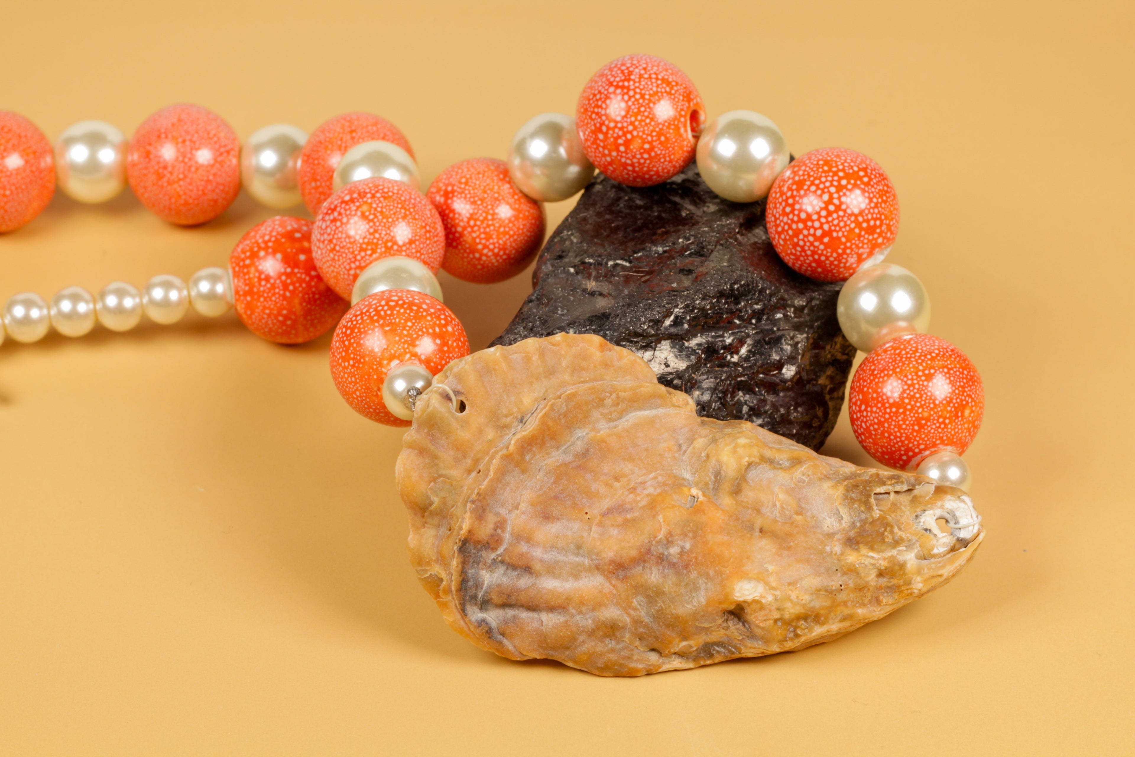 Handcrafted Beaded Oyster Necklace