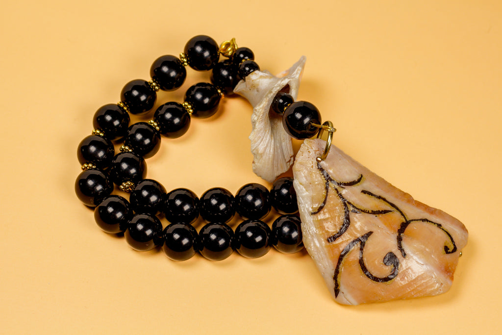Hand painted One of a Kind Shell Necklace