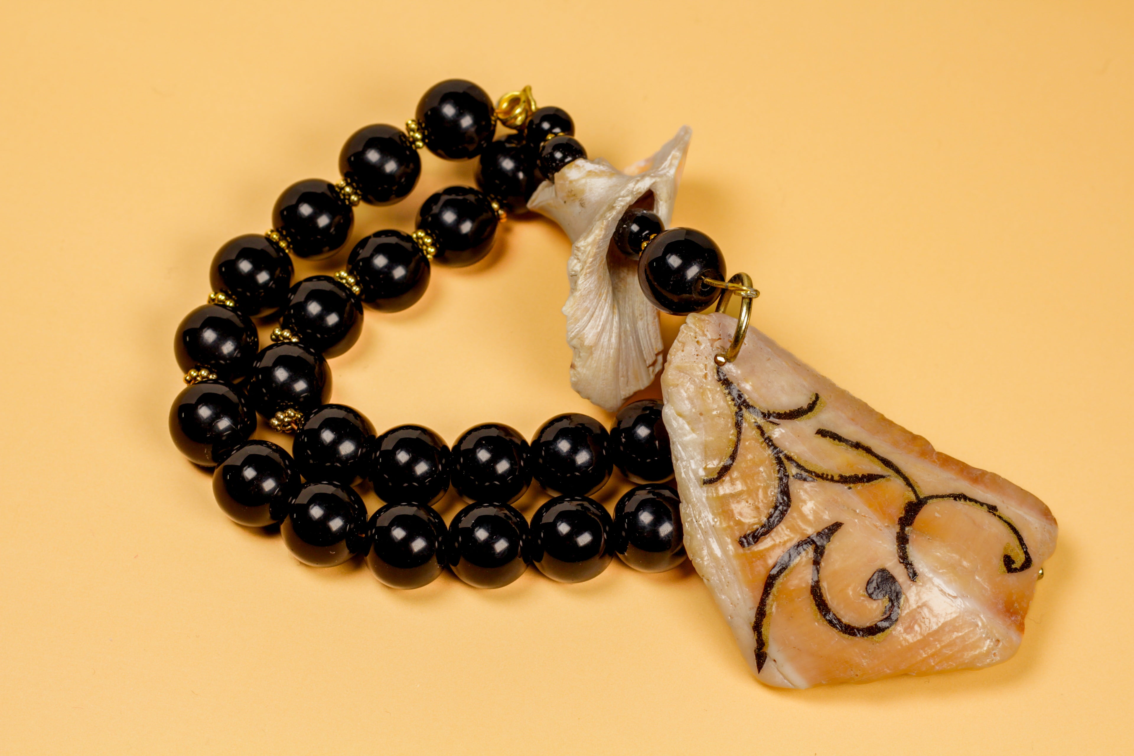 Hand painted One of a Kind Shell Necklace