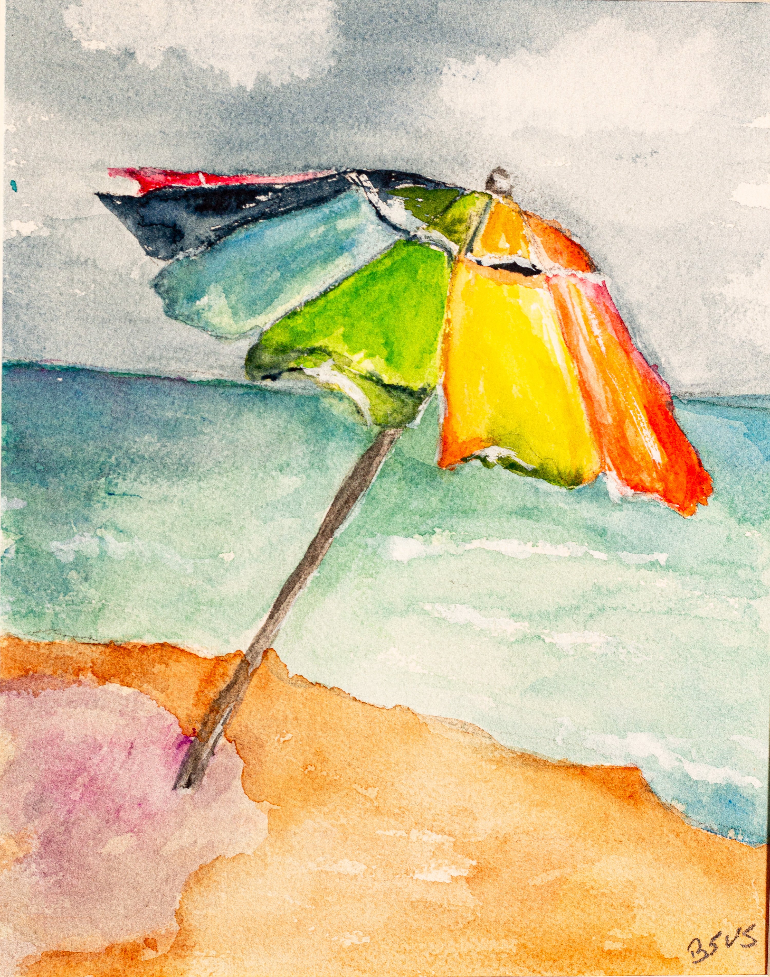 Original Watercolor Beach Print on Canvas - 12”x16”